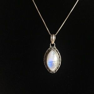 Moonstone Pendant on a Sterling Silver Box Chain